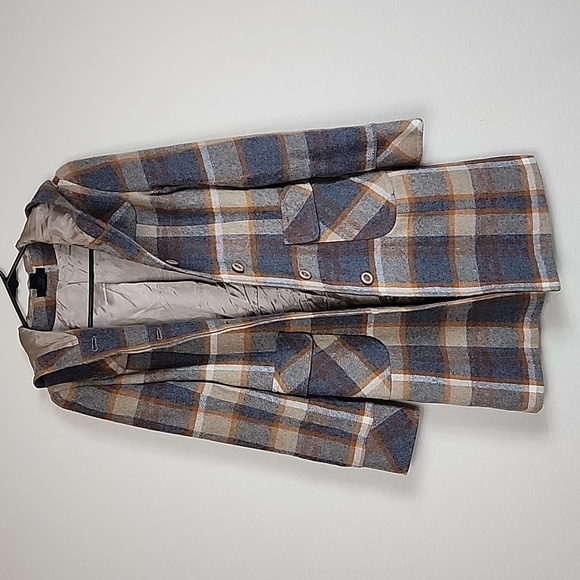 Frenchi Jackets & Blazers - Fall Plaid Trench Coat Jacket
